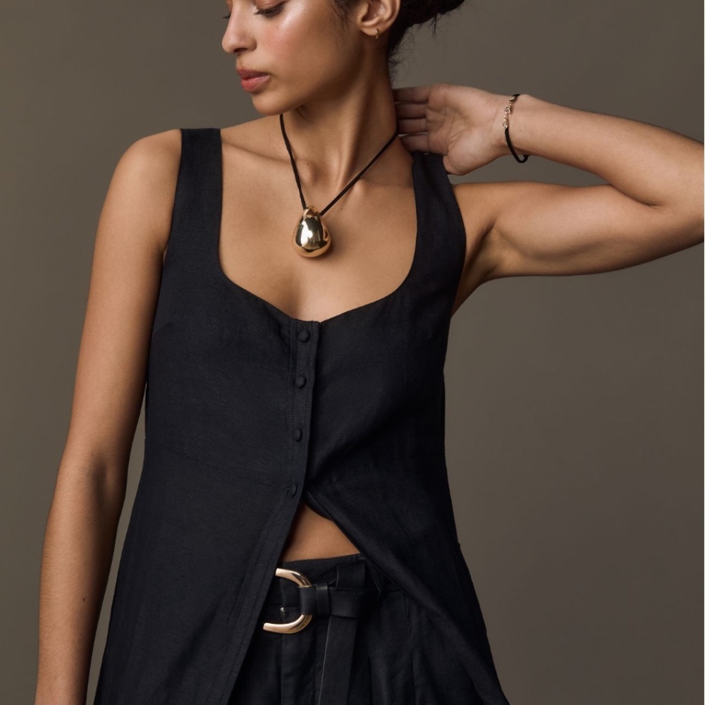 By Anthropology Sleeveless flyaway Linen Tunic best